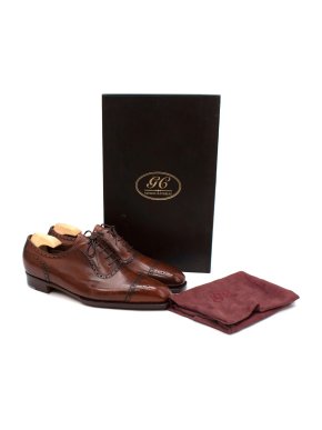 George Cleverley Adam Beechnut Leather Semi-Brogue Shoes