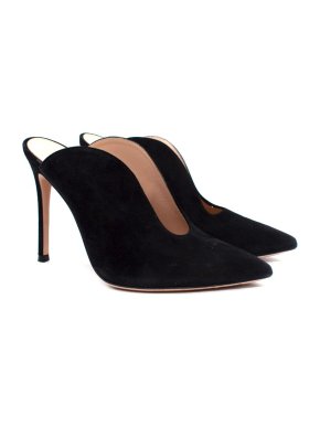 Gianvito Rossi Black June Suede Stiletto Mules