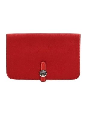 Hermes Red Togo Leather Dogon Leather Long Wallet