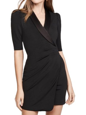 Alice & Olivia Remi Black Stretch-Jersey Tuxedo Dress