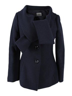Moschino Cheap & Chic Navy Wool Shawl Collar Coat