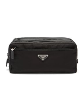 Prada triangle logo-plaque zip-pocket nylon wash bag