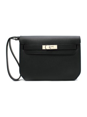 Hermes Black Epsom Leather Kelly Depeches Pouch 25 PHW