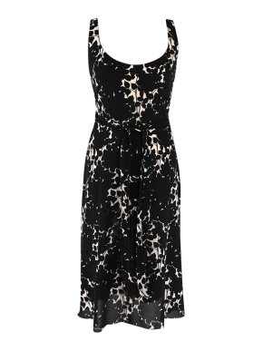 Prada Black & Sheer White Floral Print Wrap Dress