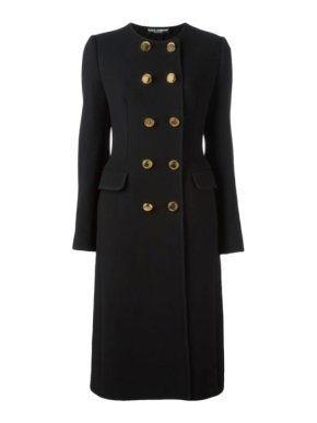 Dolce & Gabbana Black Wool Twill Double Breasted Frock Coat