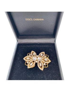 Dolce & Gabbana crystal embellished metal brooch 7x5 cms