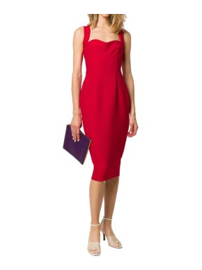 Victoria Beckham Red Crepe Sweetheart Pencil Dress