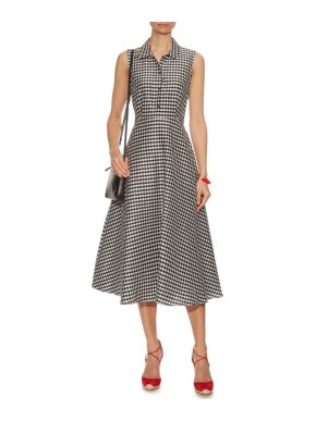 Max Mara Studio Plaid Silk Blend Cadine Sleeveless Dress