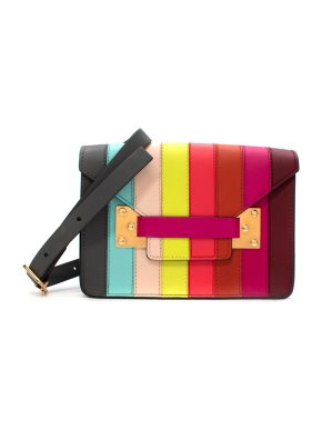 Sophie Hulme Mini Milner Rainbow Striped Saddle Leather Envelope Bag
