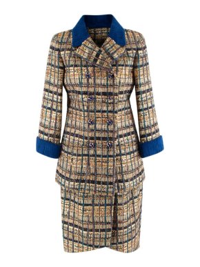 Chanel Paris/Egypt Blue & Gold Fantasy Tweed Jacket & Skirt