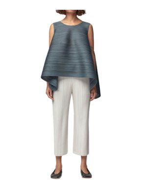 Pleats Please Blue-Gray Drawstring Top