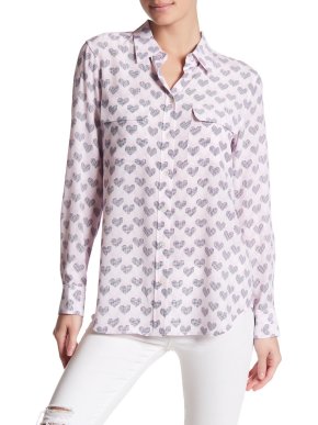 Equipment Pink Heart Print silk blouse