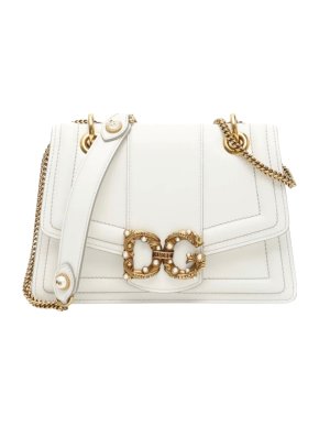 Dolce & Gabbana White Leather Amore Shoulder Bag