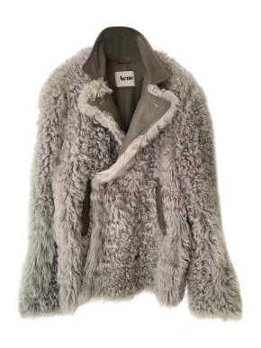 Acne Grey Shearling & Leather Oversize Coat