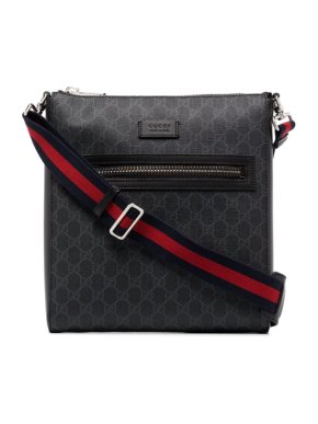Gucci Small Black Supreme Monogram Small Messenger Crossbody Bag