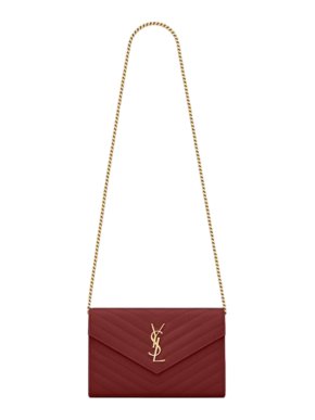 Saint Laurent Burgundy Chevron Monogram Crossbody Bag