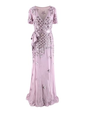 Temperley Starlet Lilac Embellished Georgette Wrap Dress