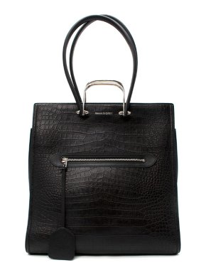 Alexander McQueen The Tall Story large croc-effect leather tote