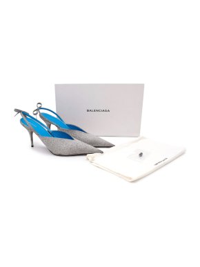 Balenciaga Knife Sliver Glitter Slingback Pumps