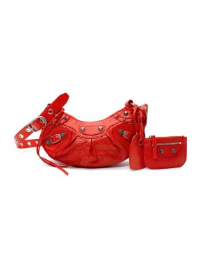 Balenciaga Le Cagole XS Red Arena Lambskin Leather Shoulder Bag