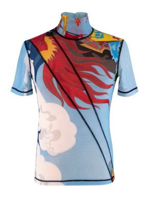 Angel Chen Multicolour Print Short Sleeve Mesh Top