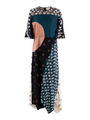 Roksanda Tricolour Beaded Organza Panelled Gown