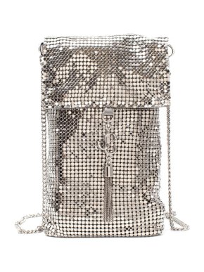 Jimmy Choo Silver Chainmail Mesh Crossbody Phone Pouch