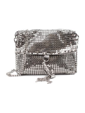 Jimmy Choo Silver Satin & Mesh Soft Cardholder