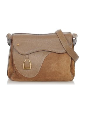 Gucci Vintage Suede & Leather Saddle Shoulder Bag