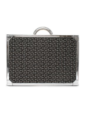 Balmain Monogram Jacquard Metallic Croc-Effect Leather Trim Suitcase