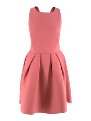 Christian Dior Rose Crossover Back Wool Blend Pinafore Dress