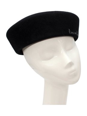 Ruslan Baginskiy Black Felt White Stitched Detail Beret