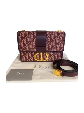 Dior Burgundy Oblique Monogram Montaigne Flap 30 Shoulder Bag