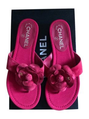 Chanel Fuchsia Camellia Thong Sandals