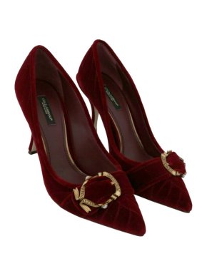 Dolce & Gabbana Red Devotion Velvet Pumps