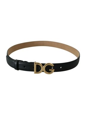 Dolce & Gabbana Black Leather DG Belt