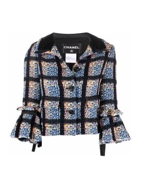 Chanel Ribbon Trim Multicoloured Tweed Crop Jacket