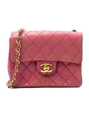 Chanel Vintage Pink Quilted Flap Chain Strap Shoulder Bag