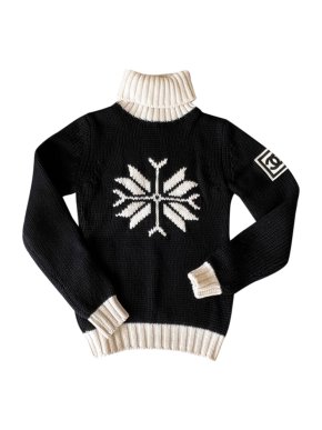 Chanel CC and Snowflake Intarsia Knit Roll Neck Jumper
