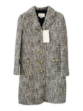 Gucci Black & Ivory Single Breasted Coat