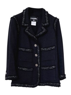 chanel BLACK TWEED 4 POCKET LITTLE BLACK JACKET