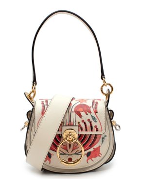 Chloe Small Tess Illustrative Cream Leather Shoulder Bag