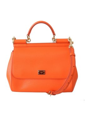 Dolce & Gabbana Orange Grained Leather Sicily Tote