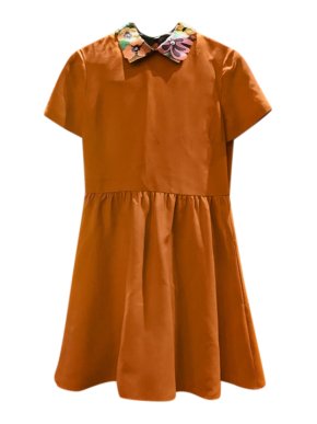Valentino Orange Wool Contrast Collar Mini Dress
