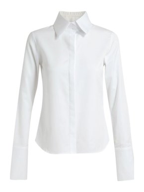 Osman White Cotton Twill Classic Blouse