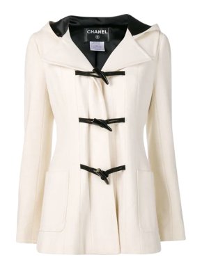 Chanel Ecru Wool & Silk CC Duffle Coat