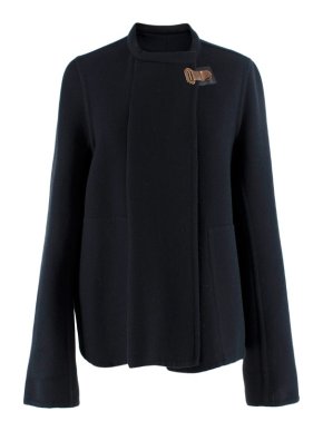 Hermes Black Cashmere Round Neck Wrap Jacket