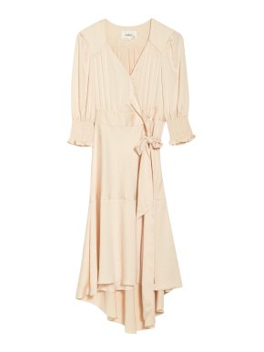 Ba&Sh Champagne Game Puff Sleeve Dress