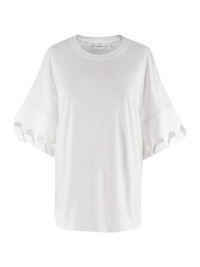 Victoria Victoria Beckham Satin Ribbon Trimmed Oversize T-shirt 1