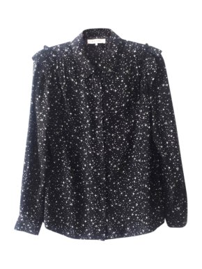 Frame Star & Diamond Print Black Crepe De Chine Blouse